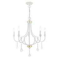 Glendale 5-Light Chandelier in White w with Polished Brasss