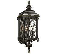 The Great Outdoors Bexley Manor 4 Light 25 Inch Outdoor Wall Light in Black with Gold Highlights