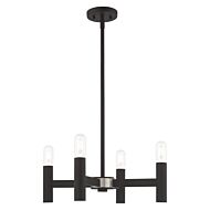 Copenhagen 4-Light Mini Chandelier in Black w with Brushed Nickels