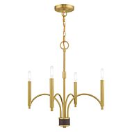 Wisteria 4-Light Mini Chandelier in Satin Brass w with Bronze