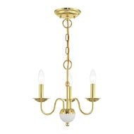 Windsor 3-Light Mini Chandelier in Polished Brass w with White