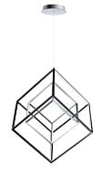 4 Square 1-Light LED Pendant in Black with Polished Chrome