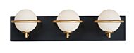 Revolve 3-Light LED Bathroom Vanity Light in Black with Gold