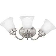 Fluted Glass-Etched 3-Light Bathroom Vanity Light Bracket in Brushed Nickel