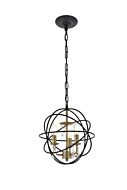 Wallace 3-Light Pendant in Matte Black and Brass