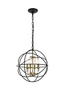 Wallace 4-Light Pendant in Matte Black and Brass