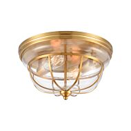 Manhattan Boutique 2-Light Flush Mount in Brushed Brass