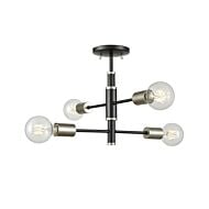 DVI Lake Loft 4-Light Semi-Flush Mount in Platinum and Graphite