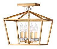 Stinson 4-Light LED Chandelier in Distressed Brass