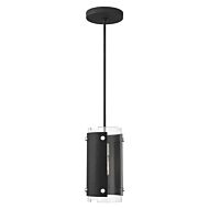 Barcelona 1-Light Pendant in Black w with Brushed Nickels