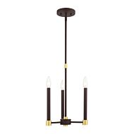 Karlstad 3-Light Chandelier in Bronze w with Satin Brasss