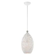 Charlton 1-Light Pendant in White w with Brushed Nickels