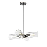 DVI Barker 4-Light Pendant in Satin Nickel and Graphite