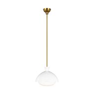 Lucerne 1-Light Pendant in Matte White with Burnished Brass