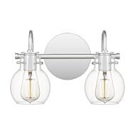 Quoizel Andrews 2 Light Bathroom Vanity Light in Polished Chrome