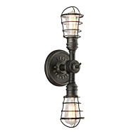 Troy Conduit 2 Light 19 Inch Wall Sconce in Old Silver