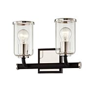 Aeon 2-Light Bathroom Vanity Light in Carbide with Pol Nickel