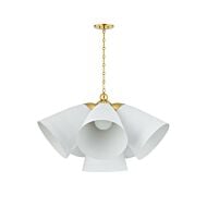 Bronson 5-Light Chandelier in Aged Brass with White Plaster