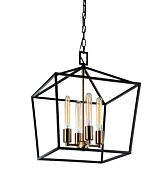 Matteo Scatola 4 Light Chandelier In Rusty Black & Aged Gold Brass Accents