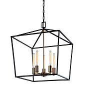 Matteo Scatola 5 Light Chandelier In Rusty Black & Aged Gold Brass Accents