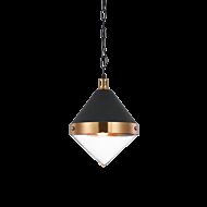 Matteo Sphericon 1 Light Pendant Light In Matte Black & Aged Gold Brass