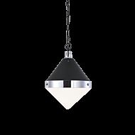 Matteo Sphericon 1 Light Pendant Light In Matte Black & Chrome