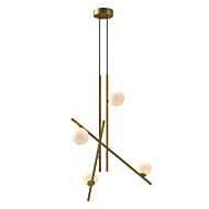 Amara LED Chandelier in Brushed Gold with Glossy Opal Glass