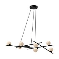 Amara LED Chandelier in Black with Glossy Opal Glass