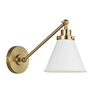 Wellfleet Wall Sconce in Matte White And Burnished Brass by Chapman & Myers