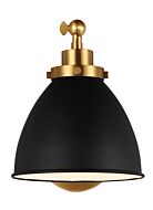 Wellfleet 1-Light Wall Sconce in Midnight Black with Burnished Brass