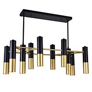 CWI Anem 10 Light Down Chandelier With Matte Black & Satin Gold Finish