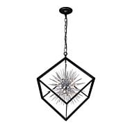 CWI Starburst 6 Light Chandelier With Chrome & Black Finish