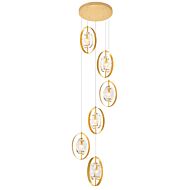 CWI Iris 6 Light Pendant With Sun Gold Finish