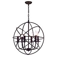 CWI Arza 6 Light Up Chandelier With Brown Finish