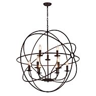 CWI Arza 9 Light Up Chandelier With Brown Finish