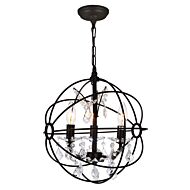 CWI Campechia 3 Light Up Mini Chandelier With Brown Finish