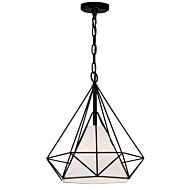 CWI Diamond 1 Light Down Pendant With Black Finish