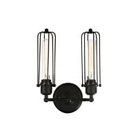 CWI Benji 2 Light Wall Sconce With Black Finish