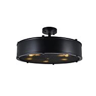 CWI Tigris 5 Light Drum Shade Flush Mount With Black Finish