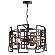 CWI Litani 3 Light Down Chandelier With Brown Finish