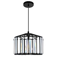 CWI Alethia 1 Light Drum Shade Pendant With Black Finish