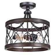 CWI Amazon 3 Light Cage Semi Flush Mount With Gun Metal Finish