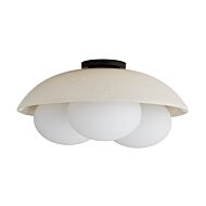 Glaze 3-Light Flush Mount Ceiling Light in Ivory Stained Crackle