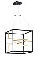 Chamber 4-Light LED Pendant in Black with Gold