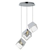 Ice Cube 3-Light LED Pendant in Polished Chrome