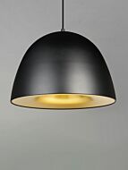 Fungo 1-Light LED Pendant in Black with Satin Brass