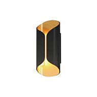 Folio 2-Light LED Outdoor Wall Lamp in Black with Gold