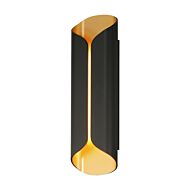 Folio 2-Light LED Outdoor Wall Lamp in Black with Gold