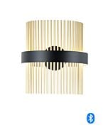 Chimes WiZ 2-Light LED Wall Sconce in Black with Satin Brass