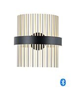 Chimes WiZ 2-Light LED Wall Sconce in Black with Satin Nickel  with  Satin Brass